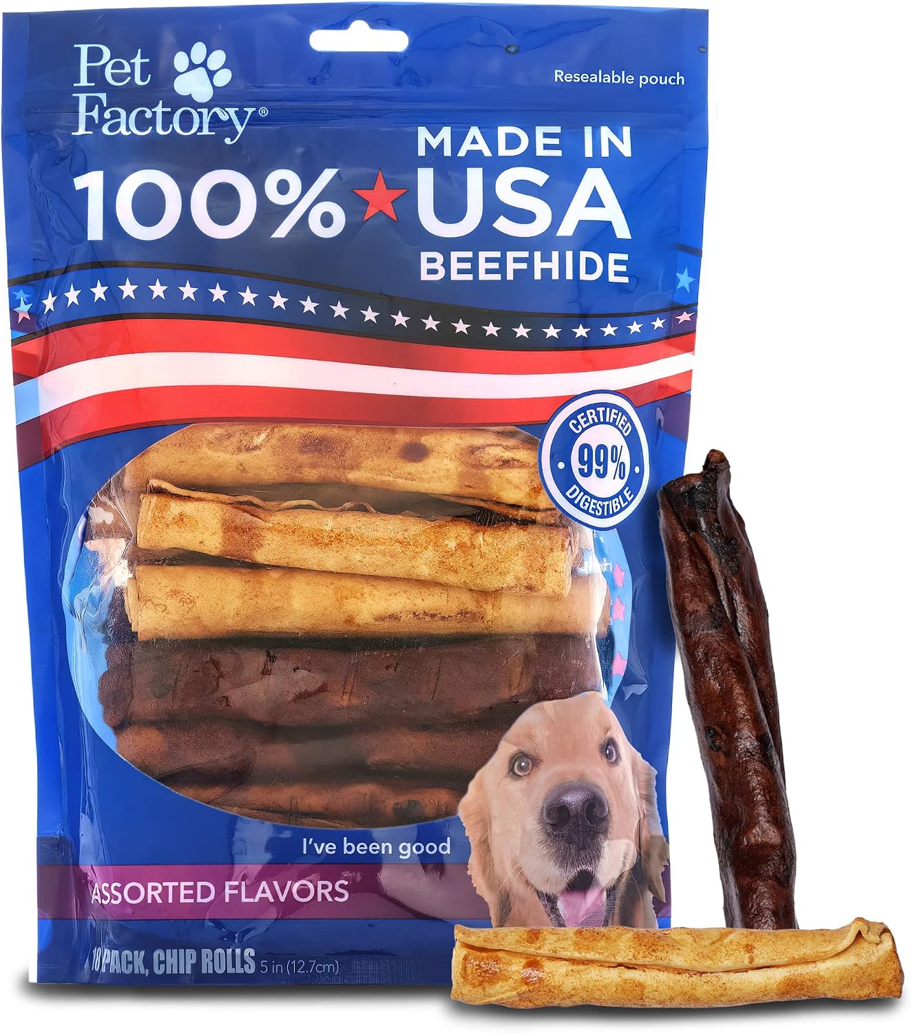 Gluten free safe beefhide dog treats close up view