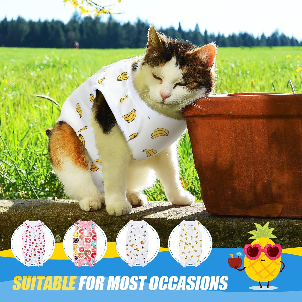 Weewooday small cat recovery wear showing football pattern