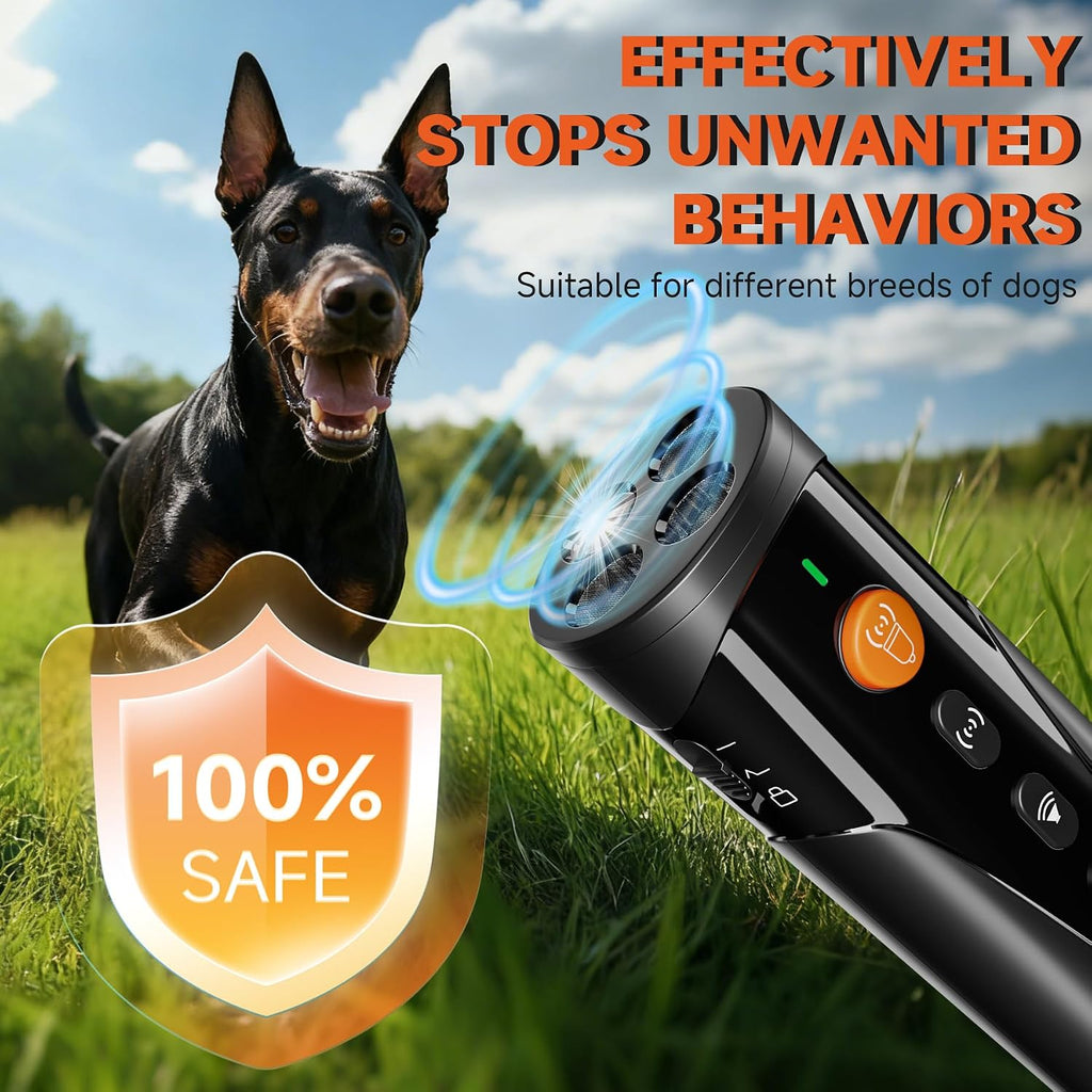 Accio dog trainer showing 3X ultrasonic emitters