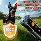 Accio dog trainer showing 3X ultrasonic emitters