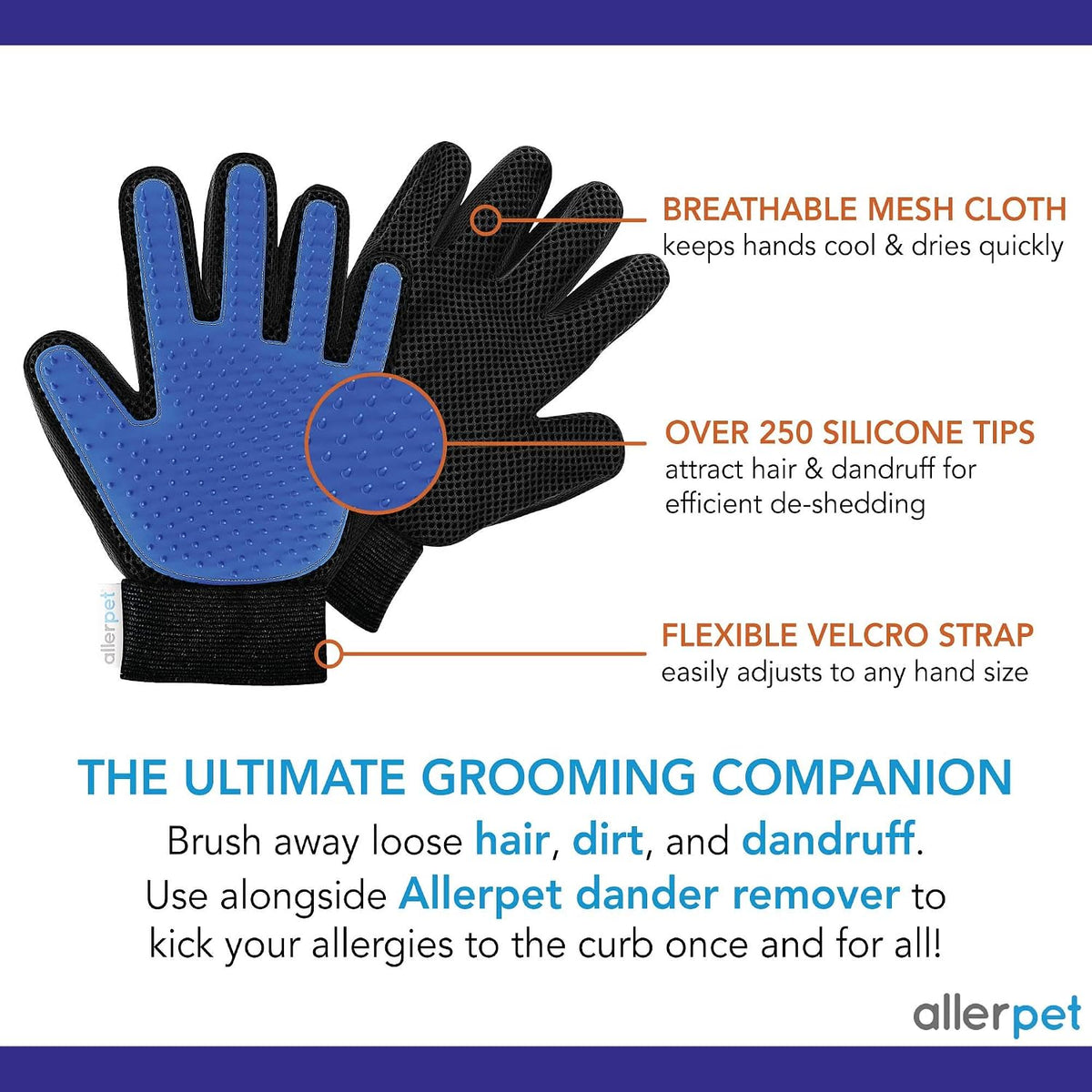 Allerpet Cat Dander Remover close up of packaging demonstrating its easy wipe on application.