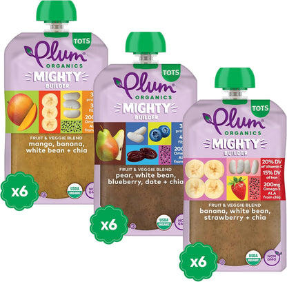 Plum Organics Mighty Builder Toddler Food Variety Pack front view