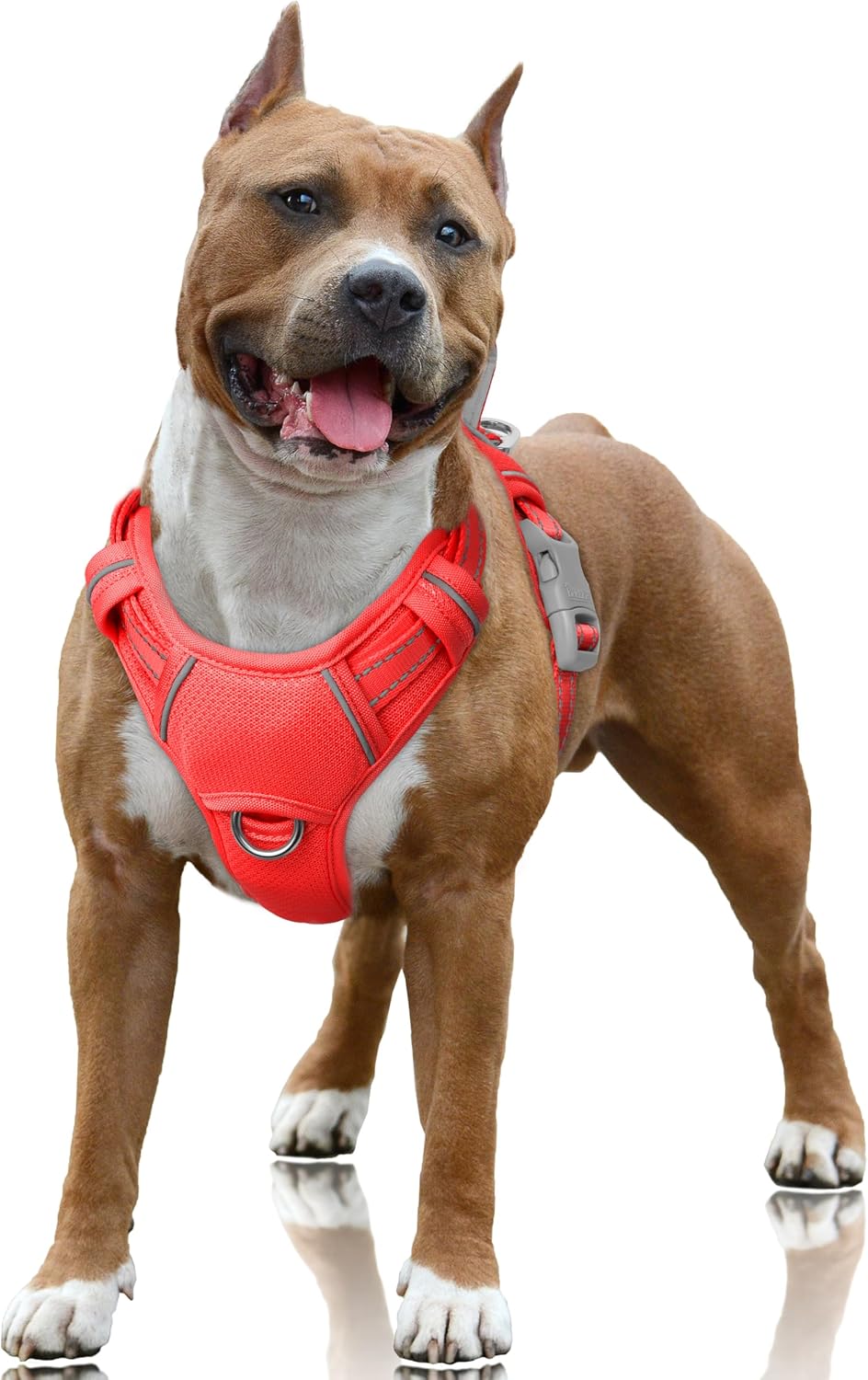 BARKBAY No Pull Dog Harness Large Reflective Dog Harness with Front Clip and Easy Control Handle for Walking Training Running with ID tag Pocket(Pink,L) - Image 15