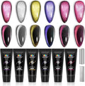 Ebanku cat eye poly gel nail kit front view showcasing six tubes and magnetic stick