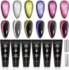 Ebanku cat eye poly gel nail kit front view showcasing six tubes and magnetic stick