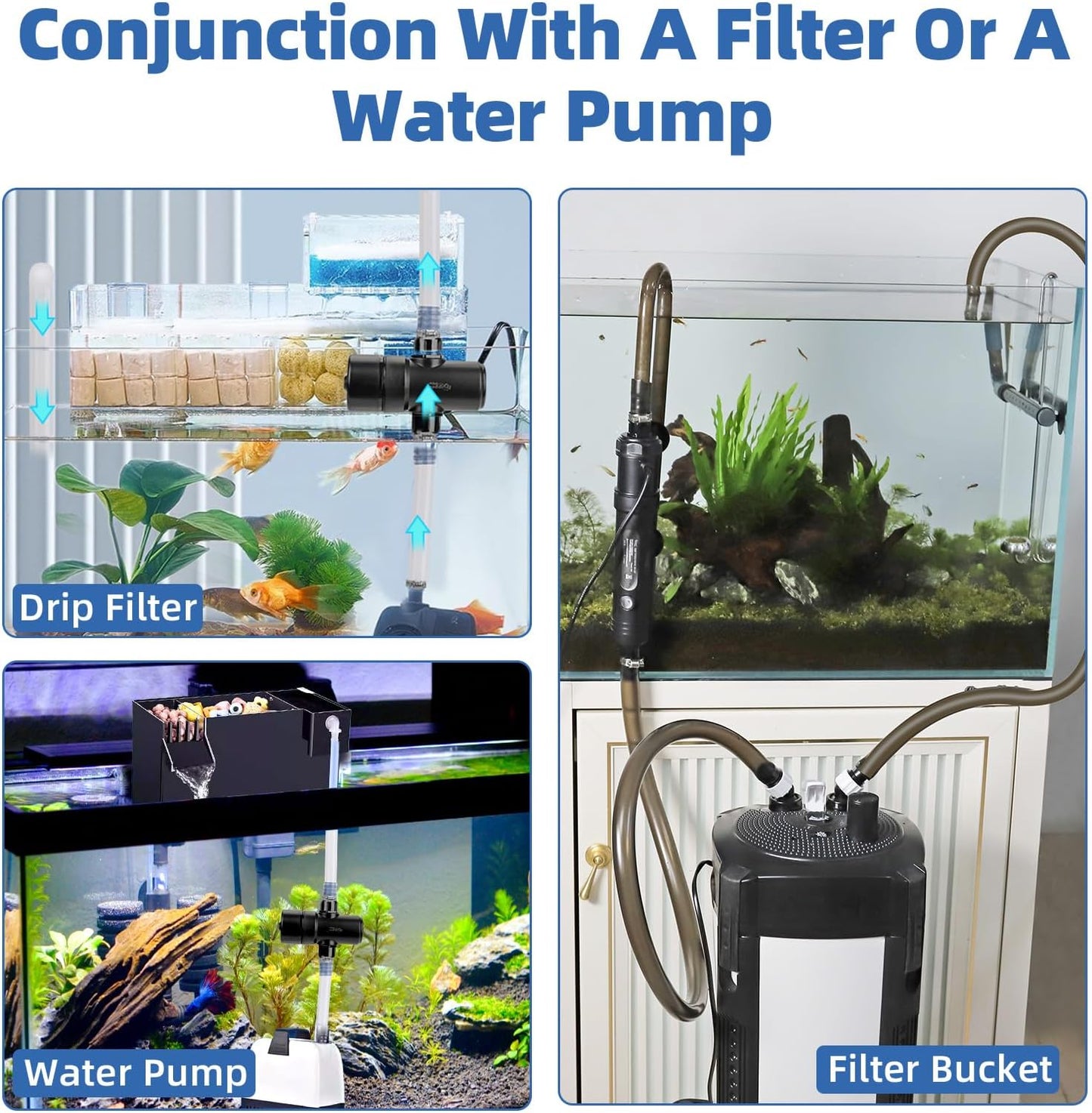 Side view of the Hygger 9W green water algae control lamp for saltwater and freshwater aquariums