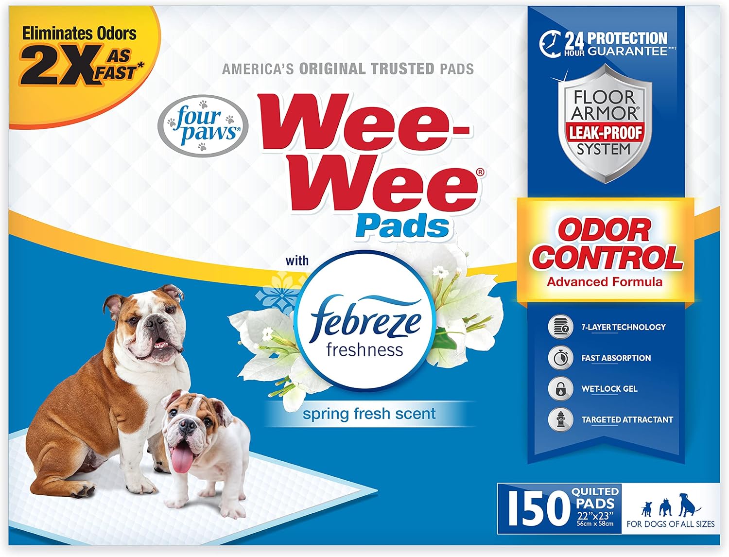 Four Paws Wee-Wee Odor Control with Febreze Freshness Pee Pads for Dogs & Puppies, Leak-Proof Dog Housebreaking Potty Training Floor Protection, Spring Fresh Scent, 22" x 23", 50 Count - Image 13