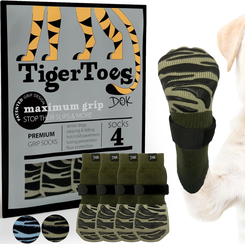 DOK TigerToes Premium Non-Slip Dog Socks for Hardwood Floors - Extra-Thick Grip that Works Even When Twisted - Prevents Licking, Slipping, and Great for Dog Paw Protection (Breezy Blue, Large) - Image 10