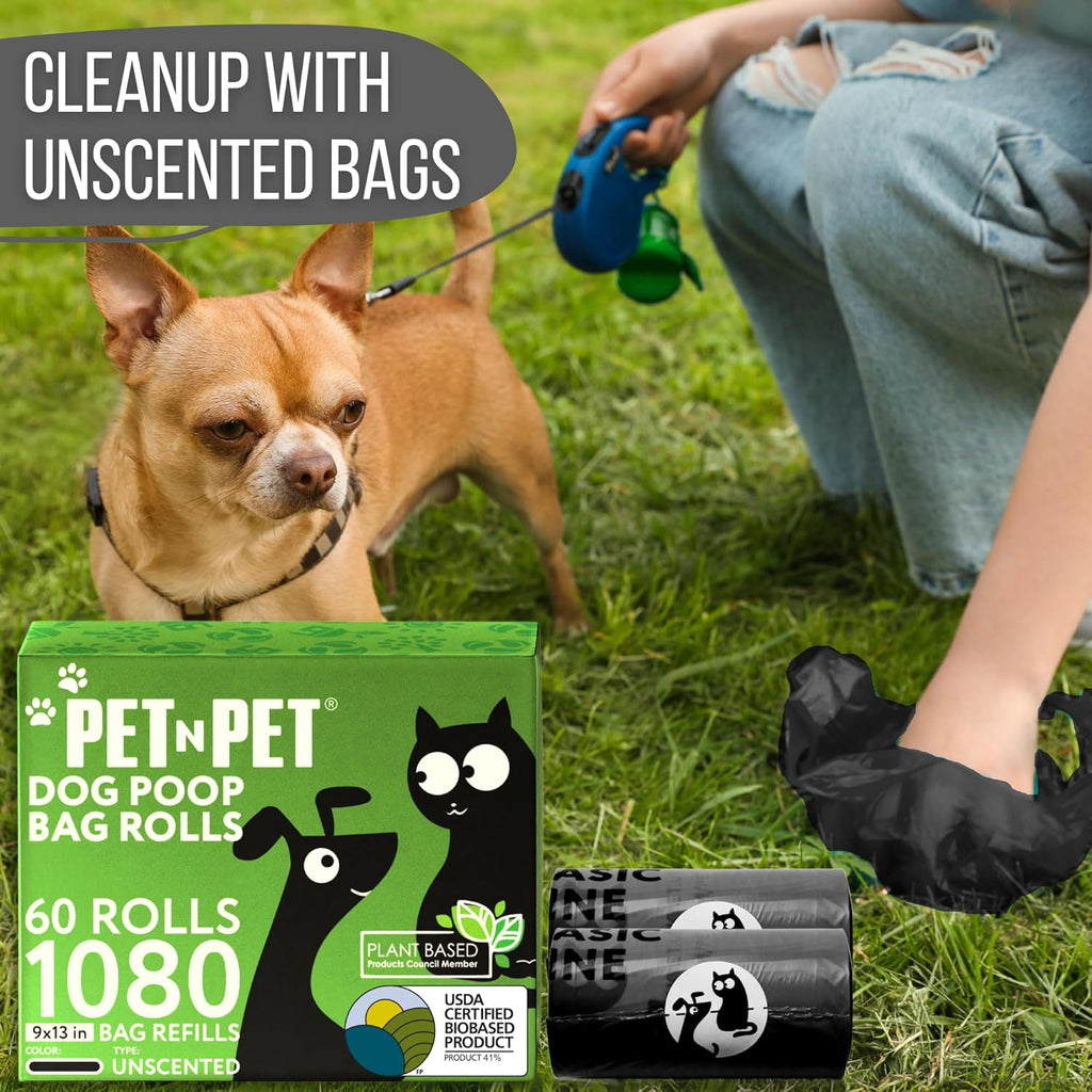 Biobased certification logo on the Pet N Pet eco-friendly dog poop bag packaging.