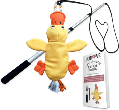 Lucolove raccoon chaser edition dog toy laid flat showcasing full length extension components
