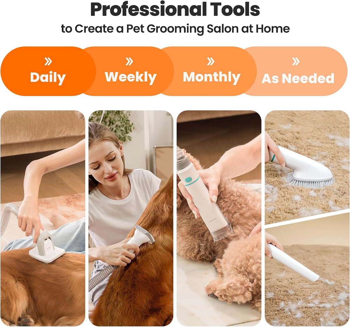 Neakasa P1 Pro grooming brush attachment collecting loose dog fur