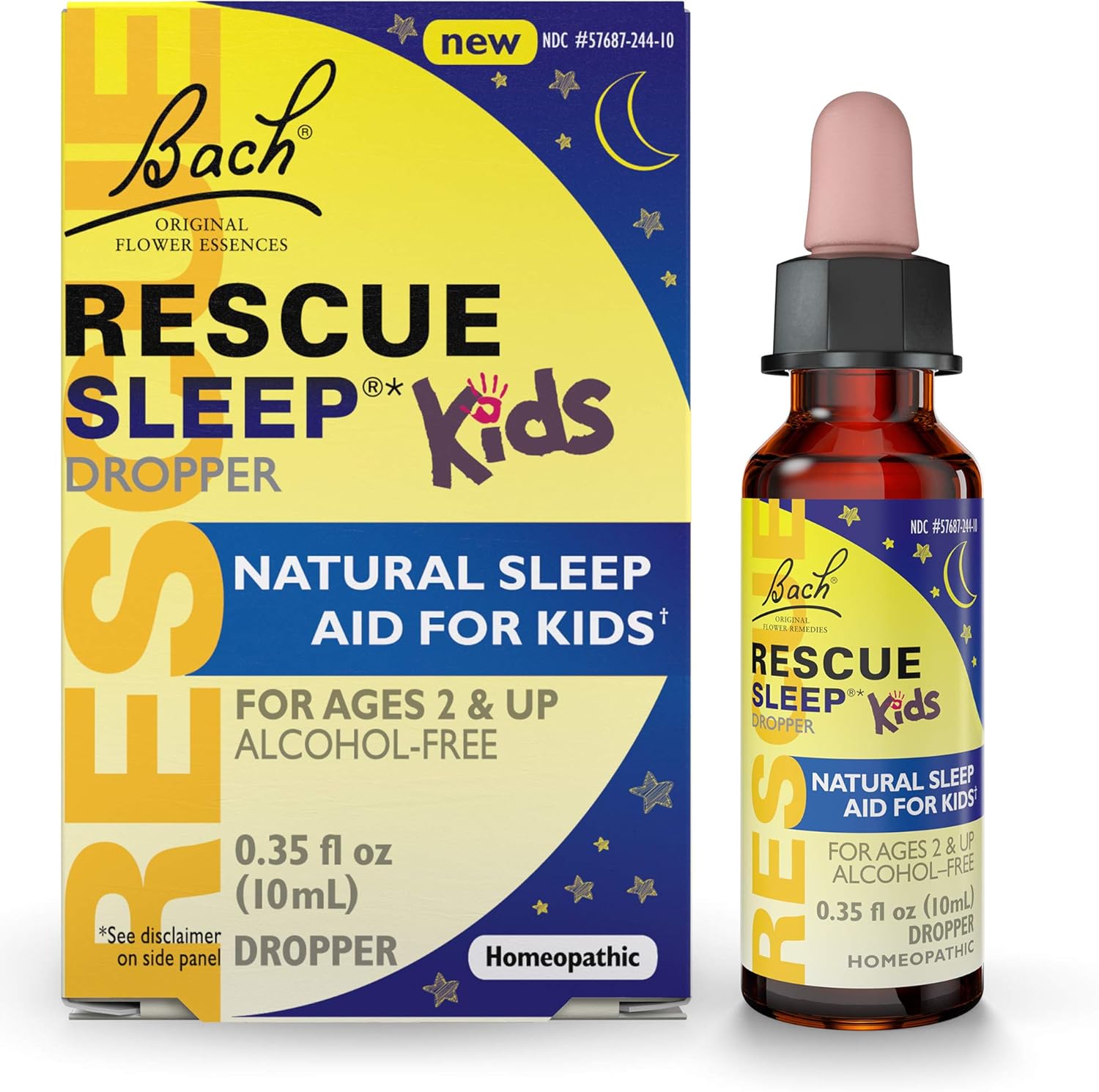 Bach Rescue Sleep Kids Dropper 10mL front view bottle showing natural melatonin free sleep aid
