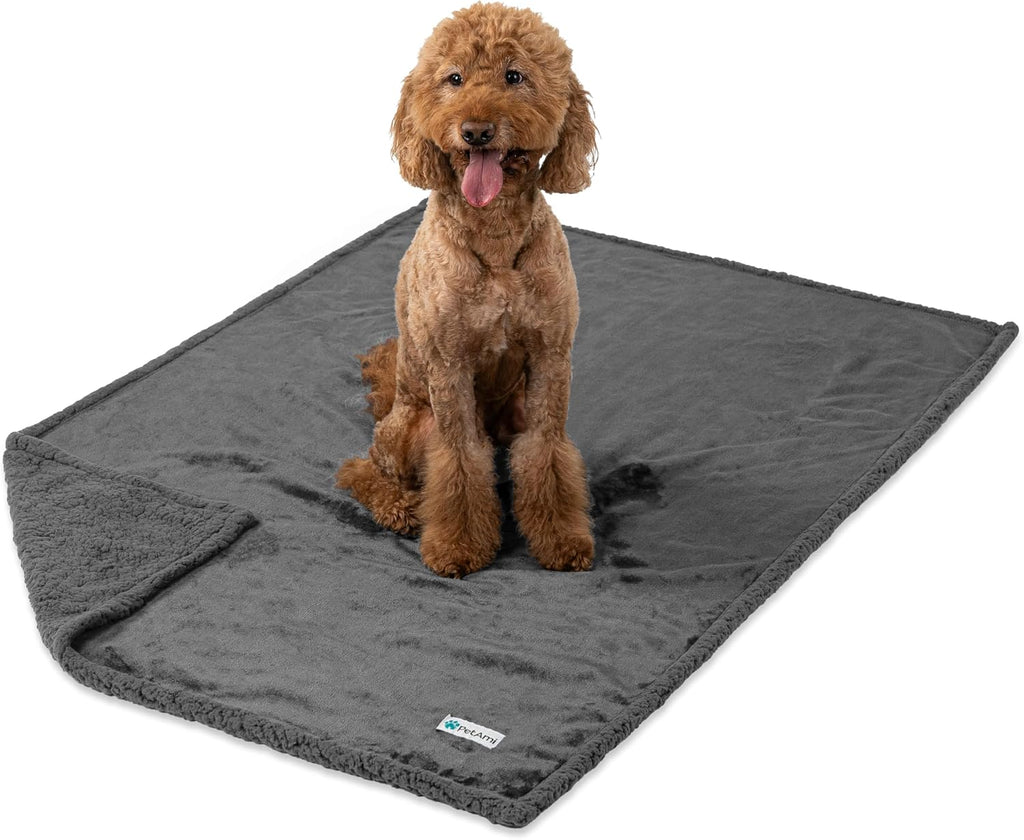 PetAmi protective pet blanket folded neatly showcasing the premium grey color tones