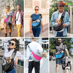 Side view of Pawaboo crossbody satchel dog purse for hiking