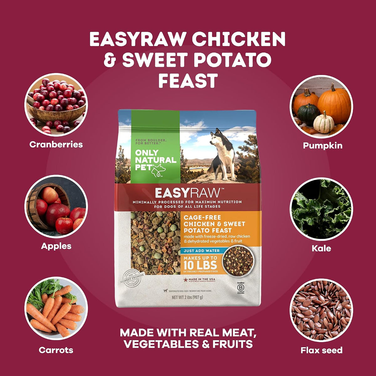 Only Natural Pet - EasyRaw Dehydrated Raw Dog Food Formula, Contains Real Wholesome Nutrition, Low Glycemic, Paleo Friendly, Non-GMO - Chicken & Sweet Potato Flavor - 2 lb Bag (Makes 10 lbs)-C2 - Image 6