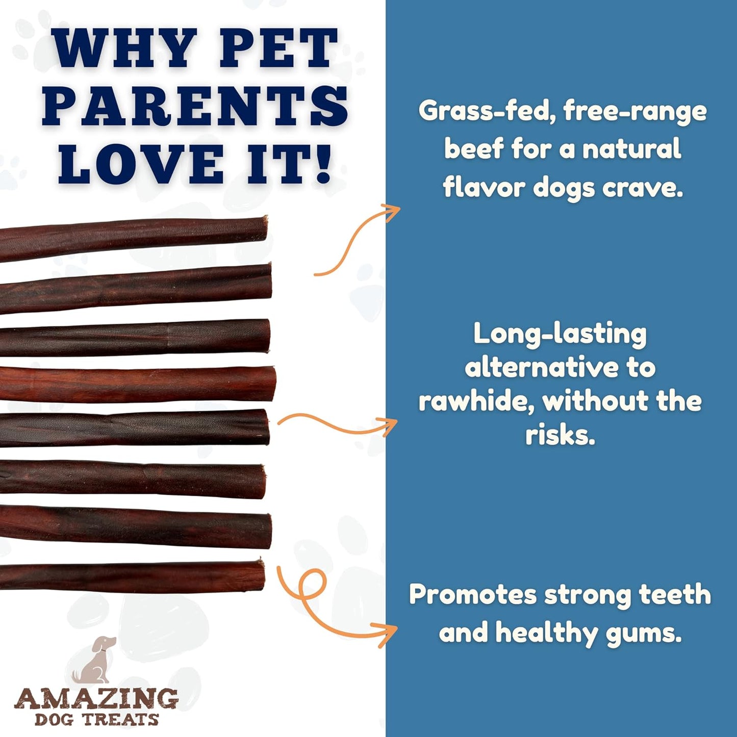 Grain free natural collagen dog chew sticks promoting canine joint health.