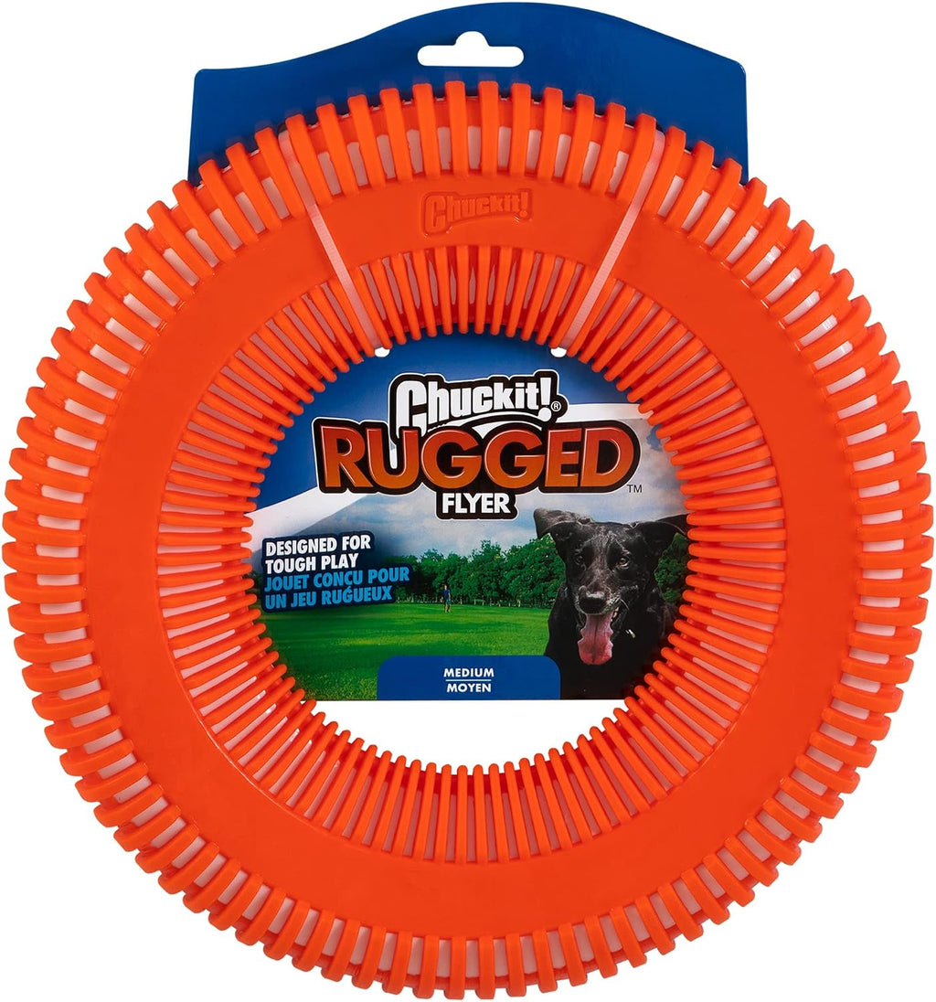 Dog playing with Chuckit! Rugged Flyer in a park
