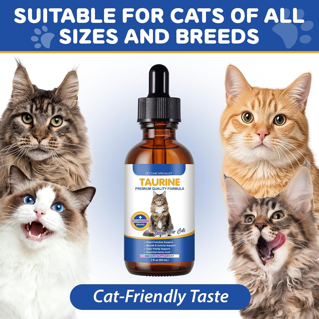 Veterinarian recommended liquid taurine drops for healthy cat eyesight