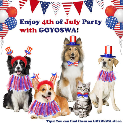 Large dog wearing patriotic bow tie collar