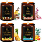 DL Dreamy Dewla Scented Candles 4 Pack set front view featuring amber jars.