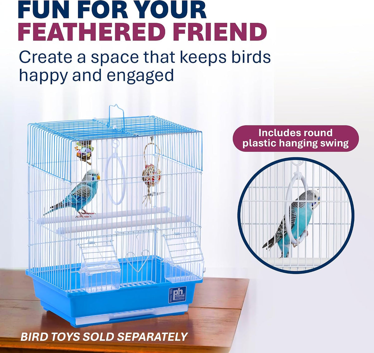 Prevue Pet Products Parakeet Square Roof Bird Cage with Handle - Image 7