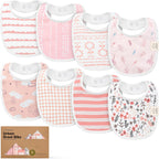 KeaBabies 8-Pack organic cotton baby bibs front view