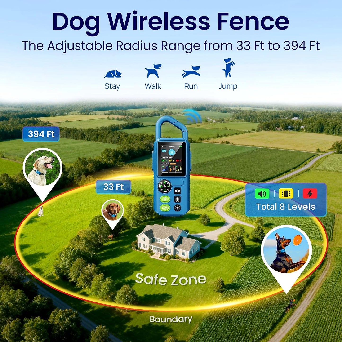 Rechargeable electric dog training collar with waterproof receiver unit
