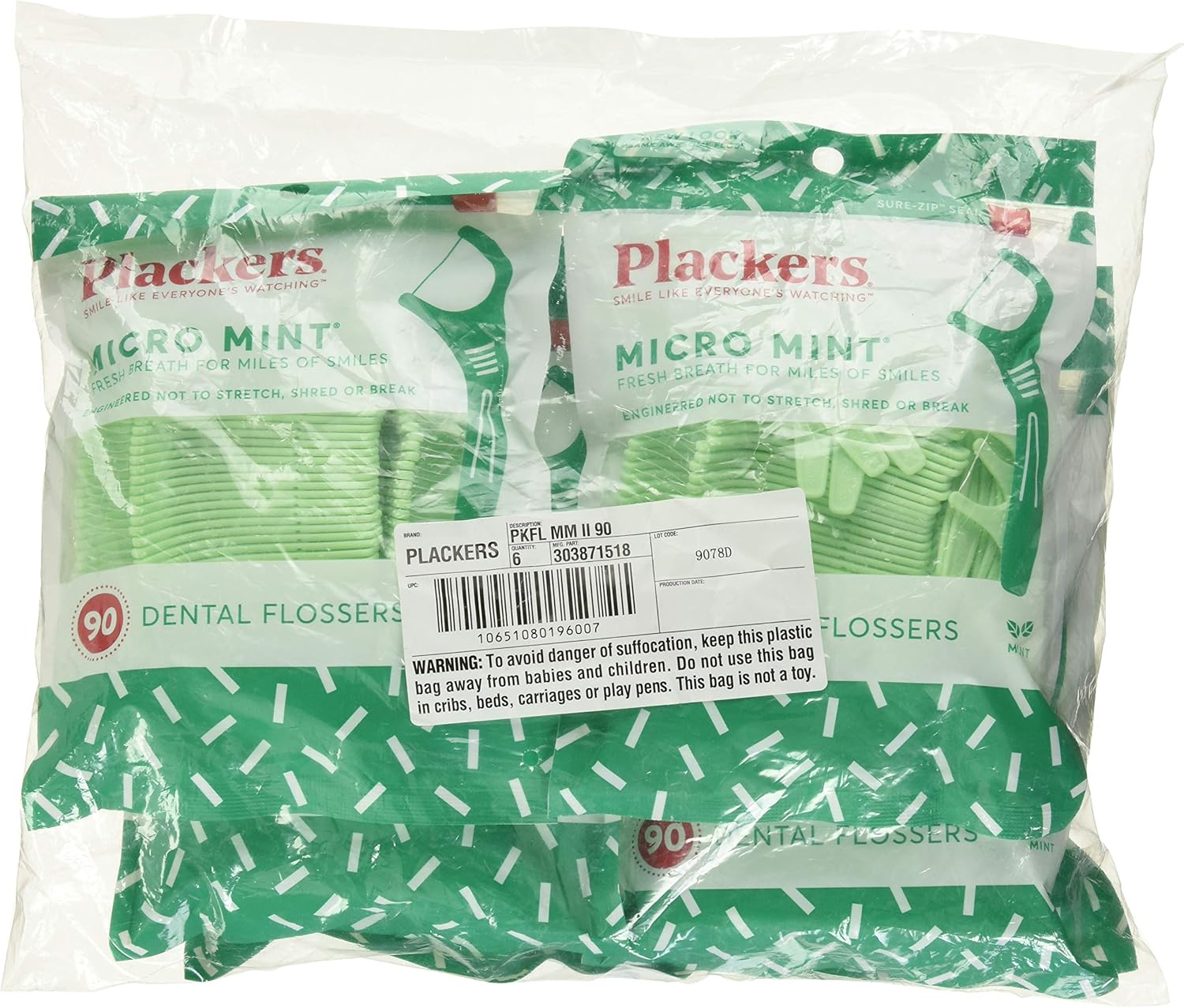 PLACKERS Micro Mint Freshens Breath, Dental Flossers Mint 90 Each - Image 3