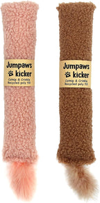 Jumpaws floral cat kicker toy with natural feather detail