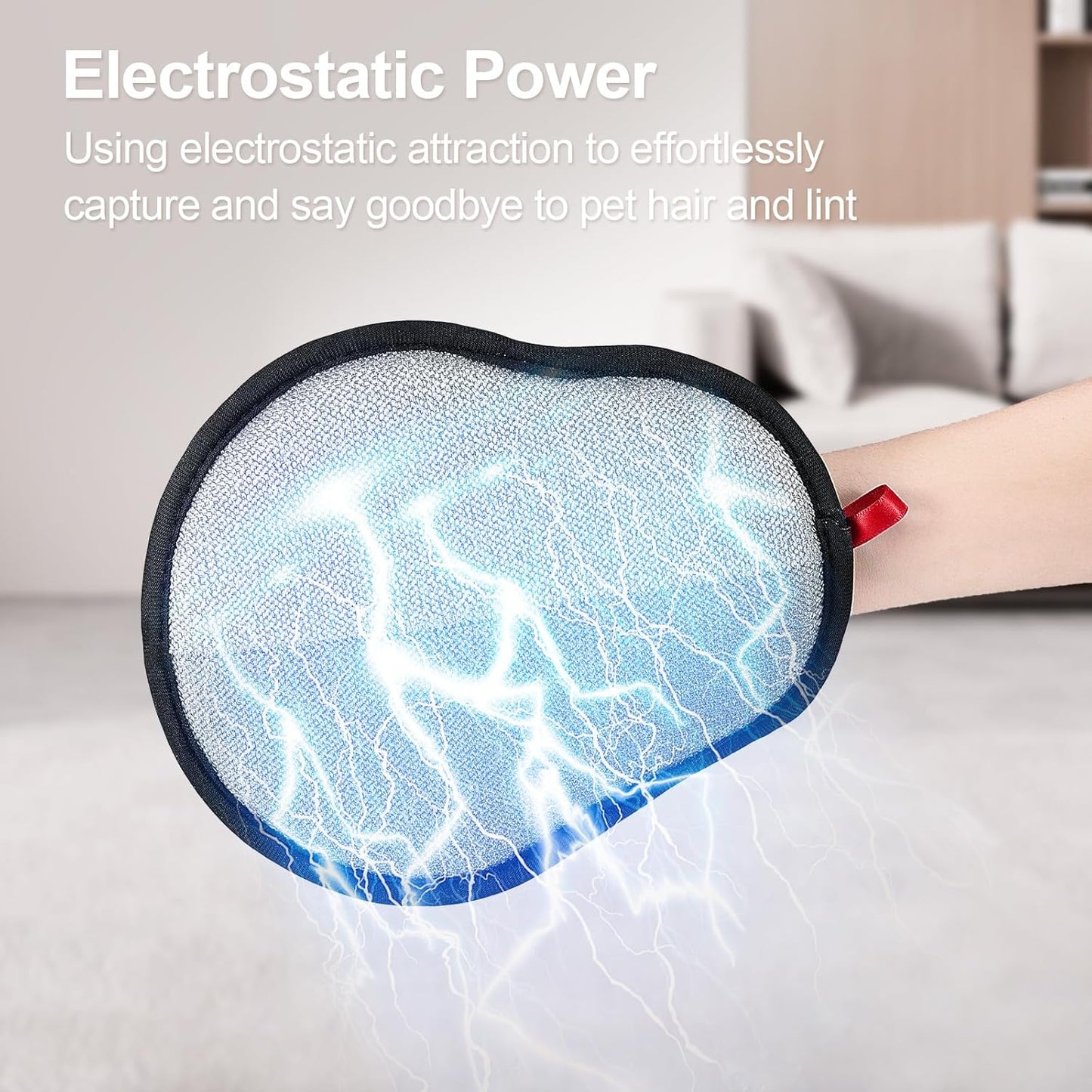 Peeling off accumulated pet fur from electrostatic magic brush glove