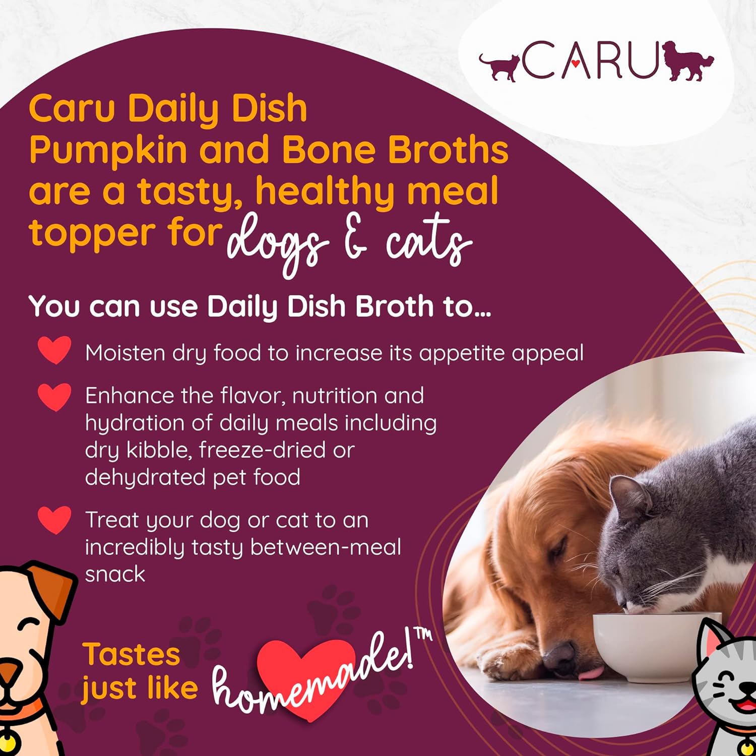 Veterinarian formulated human grade chicken broth for pets close up label details
