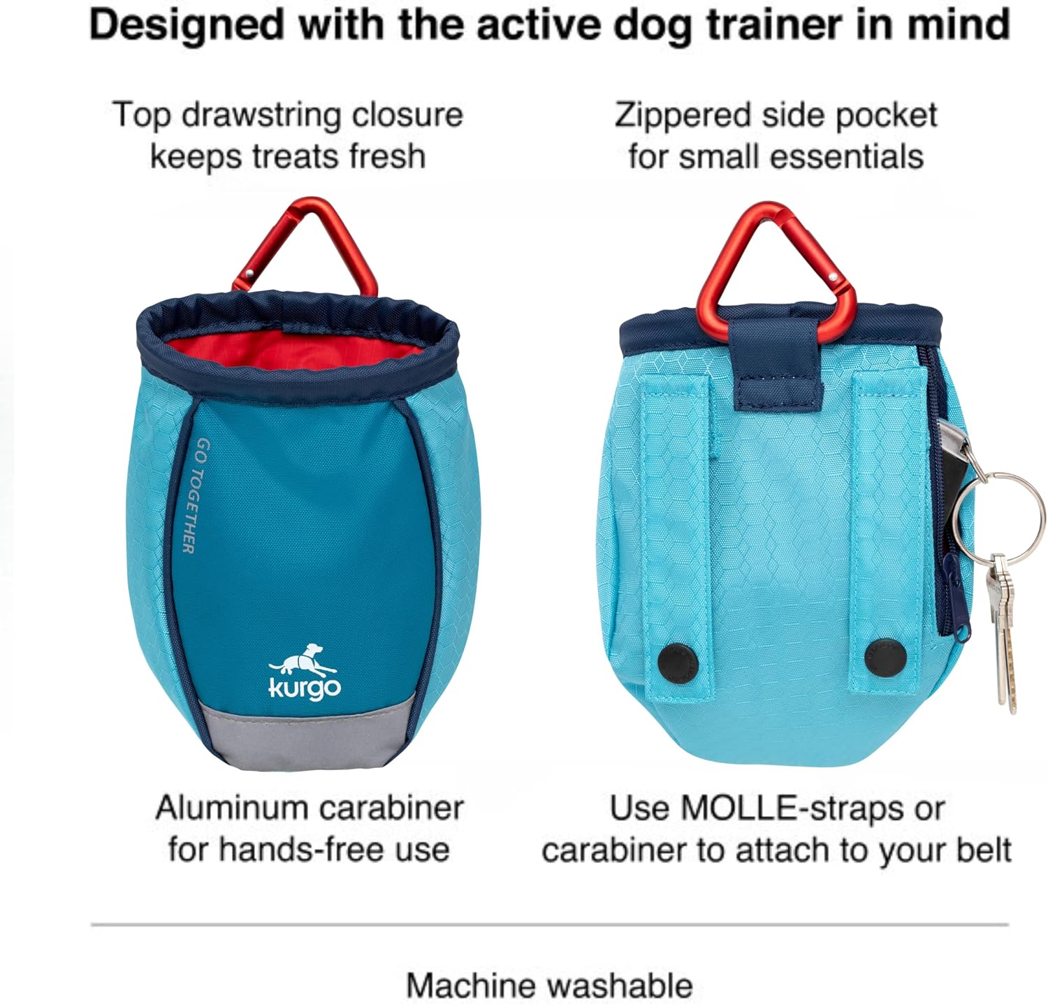 Pet reward bag showing wide mouth opening and drawstring closure
