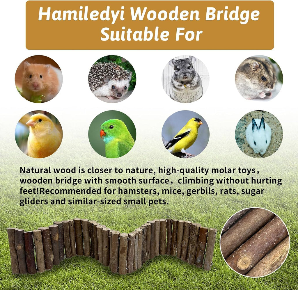 Hamiledyi natural wood rodent ladder being bent into a protective boundary fence.