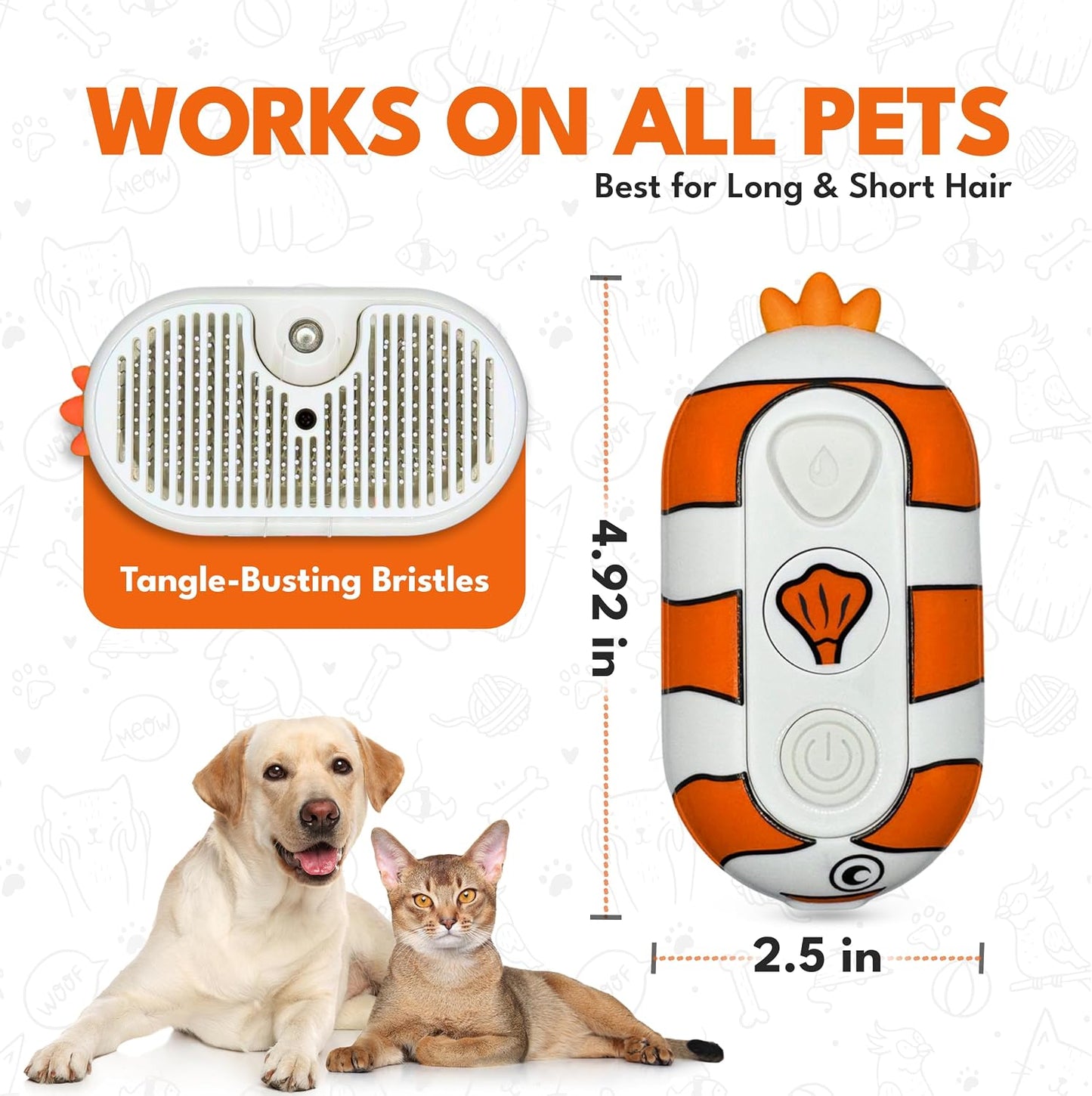 Groomiez steam brush accessories and charging cable
