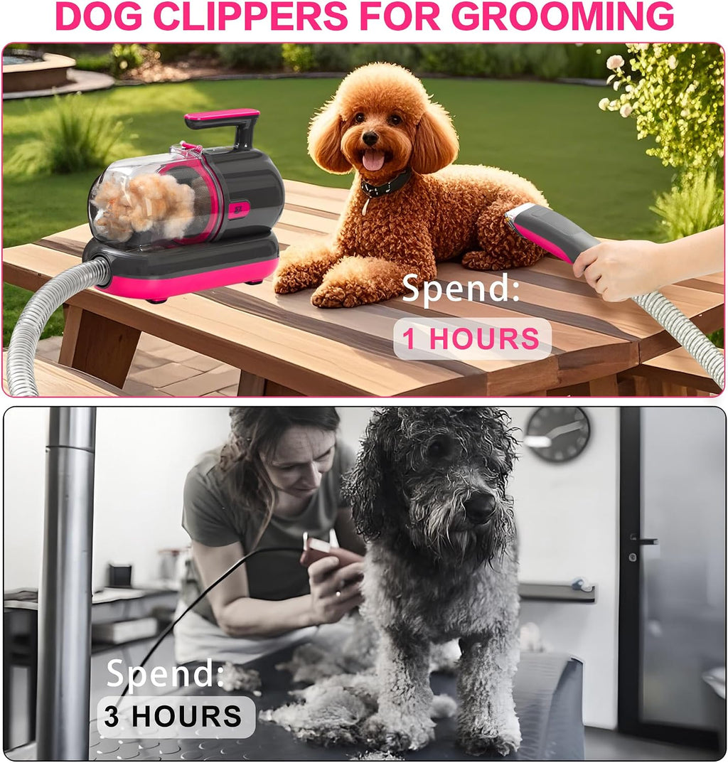 Low noise pet hair vacuum tool collecting loose undercoat fur