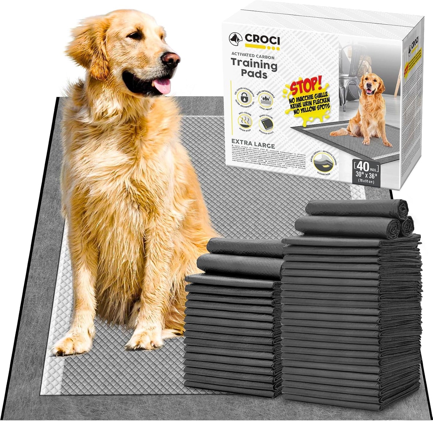 CROCI Charcoal Puppy Pads with Adhesive Tabs, 28x34in Extra Large Pee Pads for Dogs, Odor-Control Super Absorbent Quick-Dry Leak-Proof, Disposable (40 Counts) - Image 13