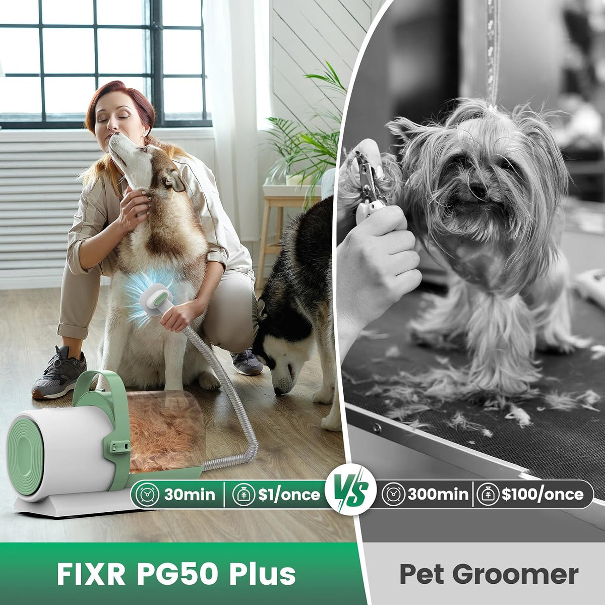 Pet nail grinder attachment being used as part of the FIXR multi-pet grooming system.