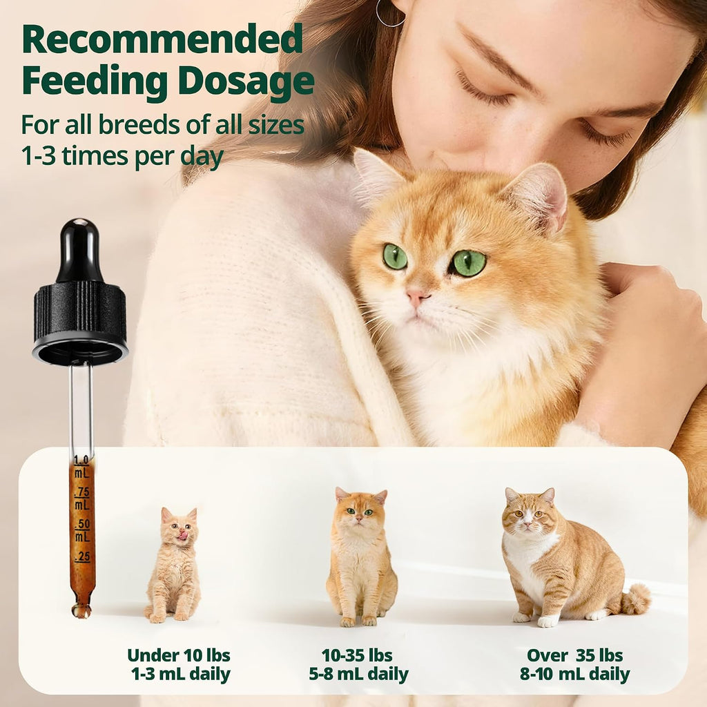 USA imported Jazzy Fuzzy liquid cat vitamins showing clear dropper