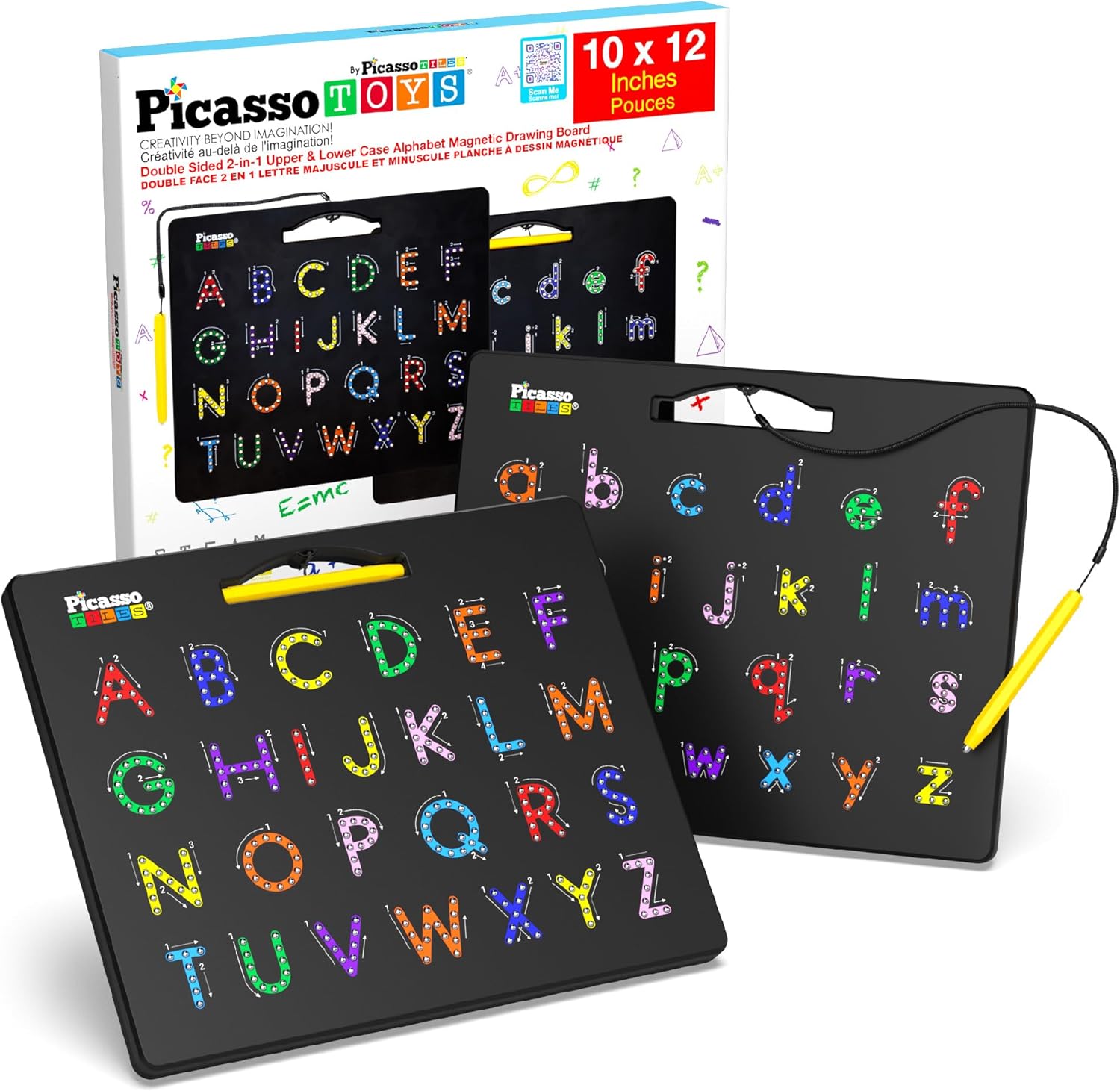 PicassoTiles Magnetic Alphabet Board front view for kids.