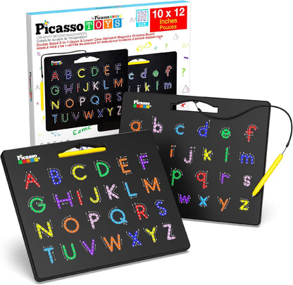 PicassoTiles Magnetic Alphabet Board front view for kids.