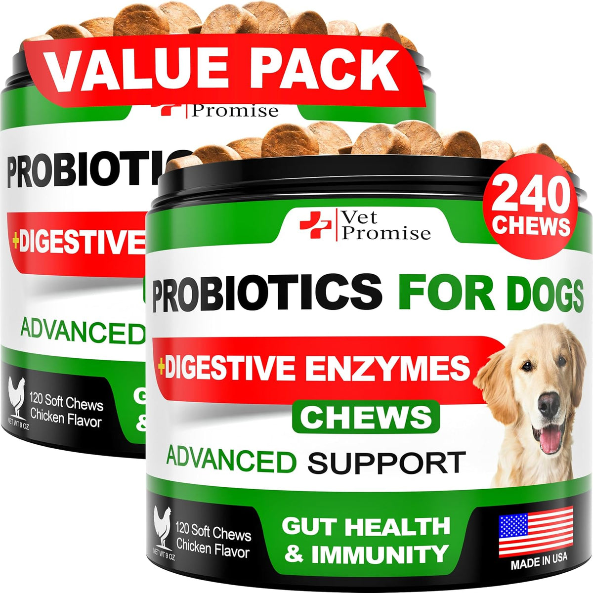 Vet Promise Super Poop Probiotics for Dogs - Dog Stool Softener - Fiber for Dogs Supplement - 6 Probiotics and Digestive Enzymes - Healthy Gut - Perfect for Firm Stool & Diarrhea Relief - 120 Chews - Image 10