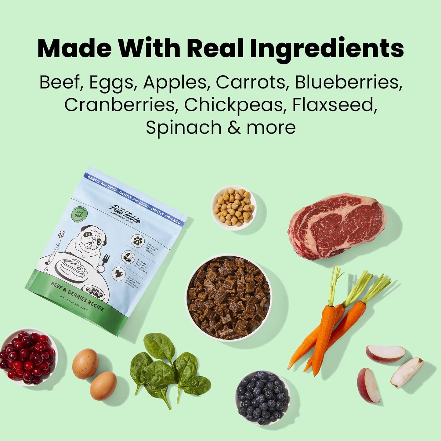 The Pets Table all life stages dog food packaging back view with feeding guidelines and directions