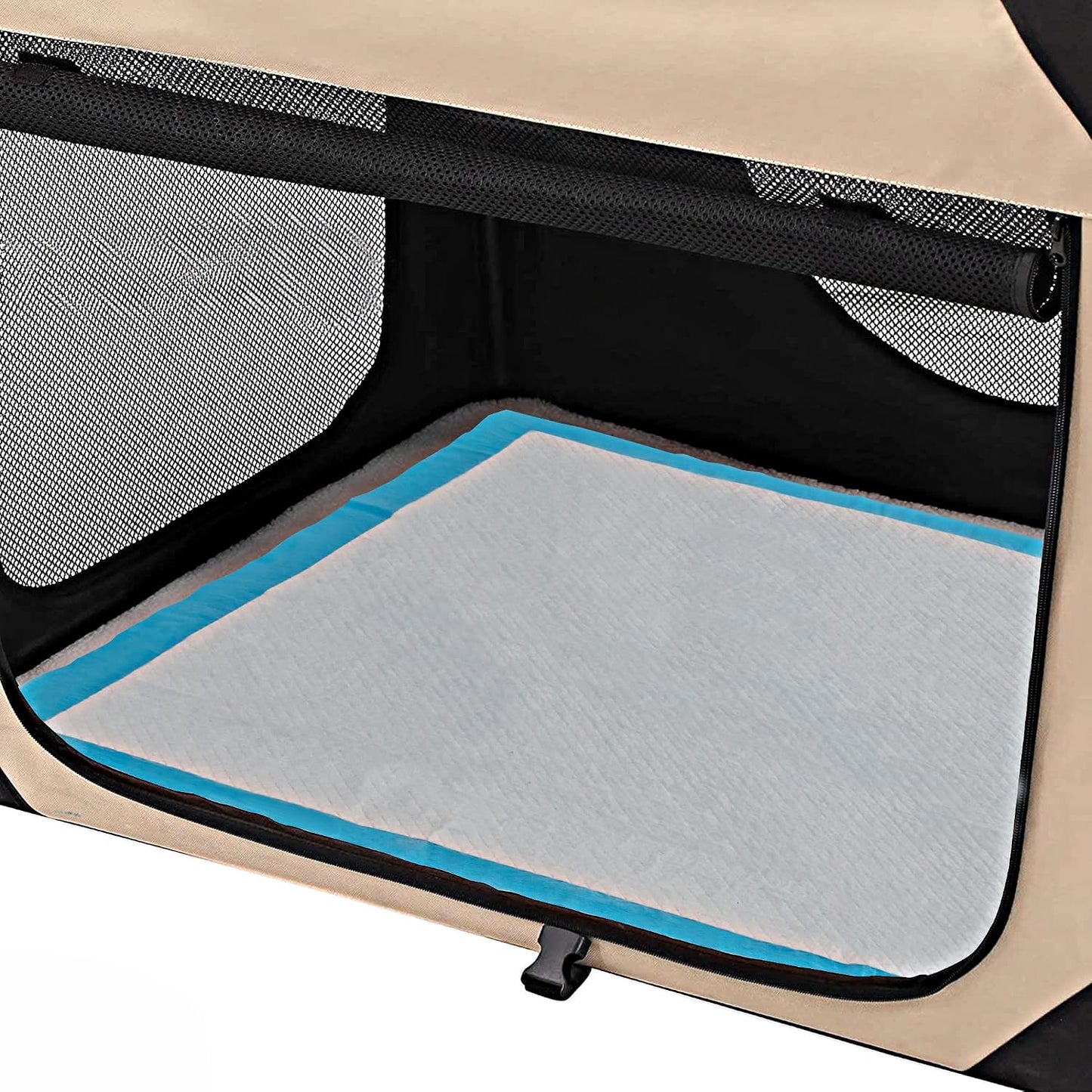 BESTLE premium dog pee pads showing the leak proof blue plastic backing.