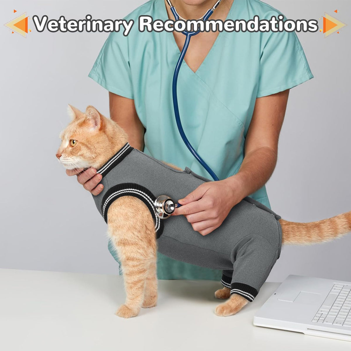 Premium cotton cat recovery suit alternative to cone of shame