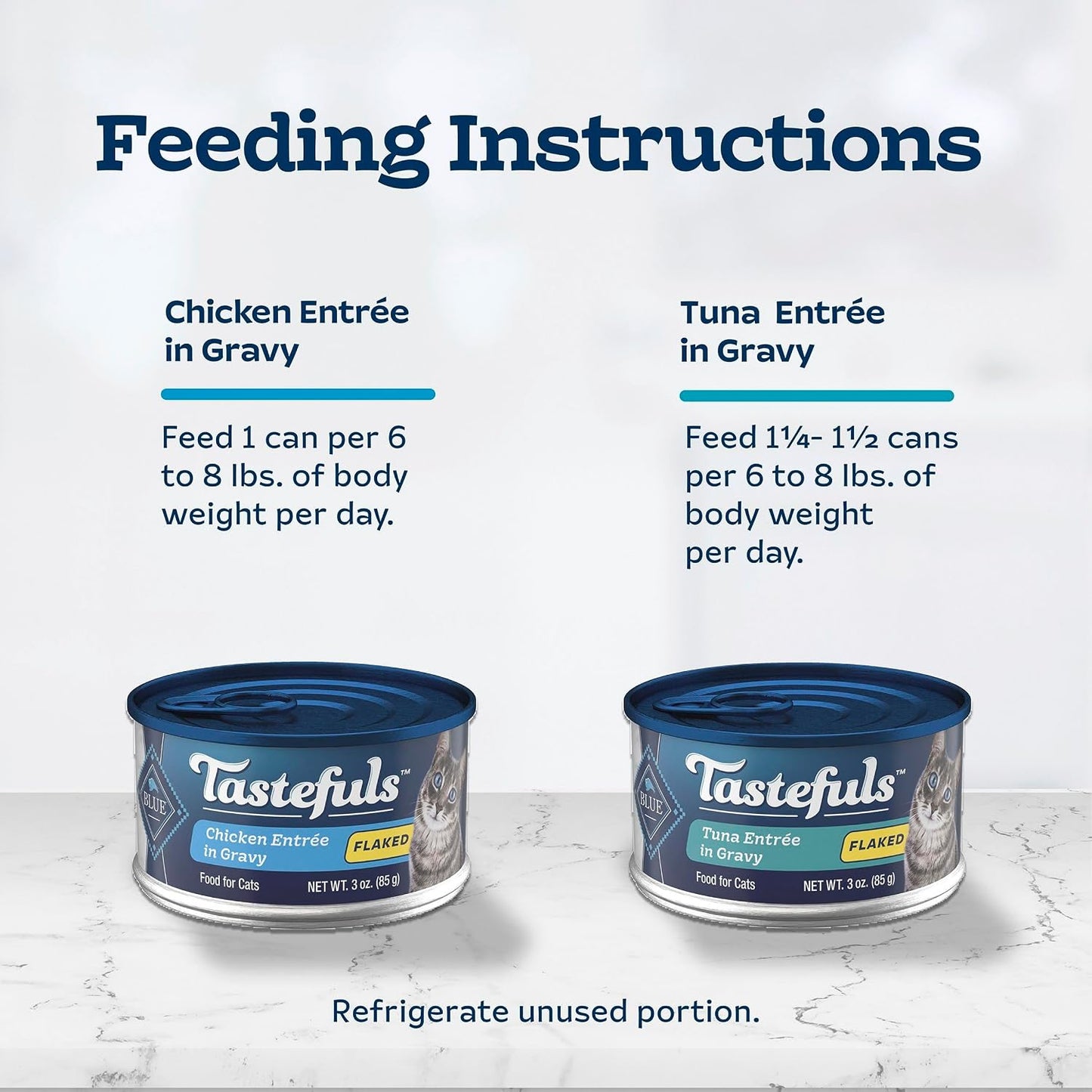 Blue Buffalo Tastefuls Wet Cat Food, Made with Natural Ingredients, Tuna and Chicken Flaked Entres in Gravy, 3oz Cans, 4-Count Variety Pack Trial Size - Image 10