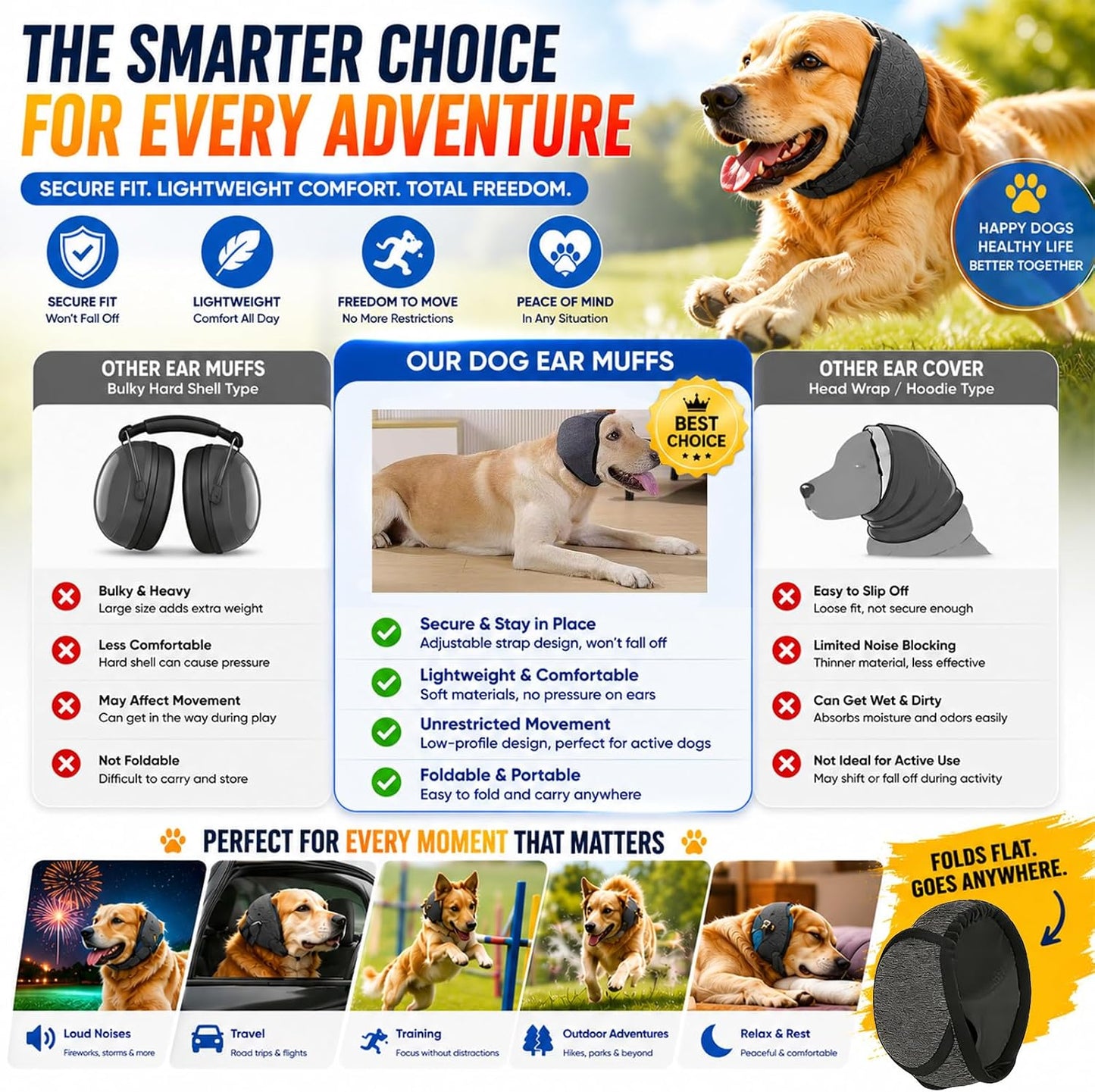 LHP sound blocking dog earmuffs for fireworks and thunder protection