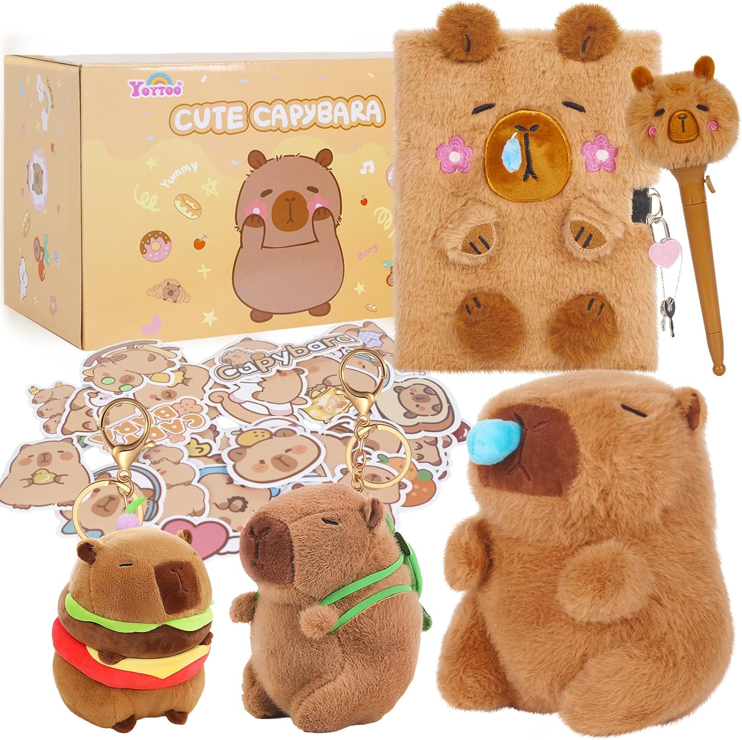 Yoytoo capybara plush toy gift set with secret diary and accessories