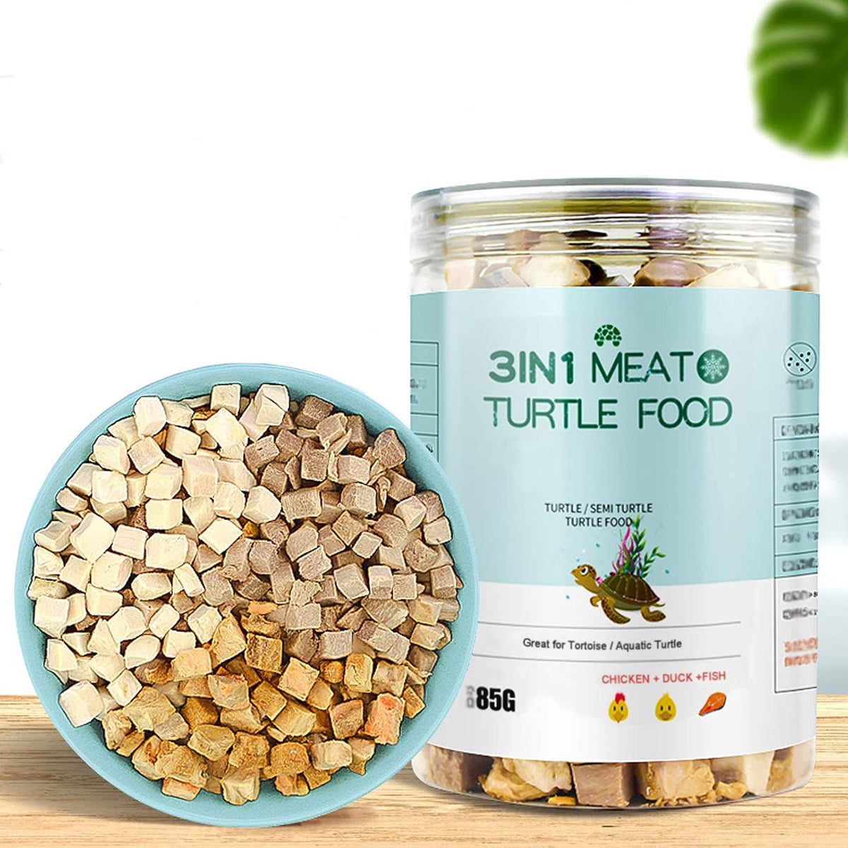 Bnyee 3 in 1 meat turtle food front view packaging 85 grams