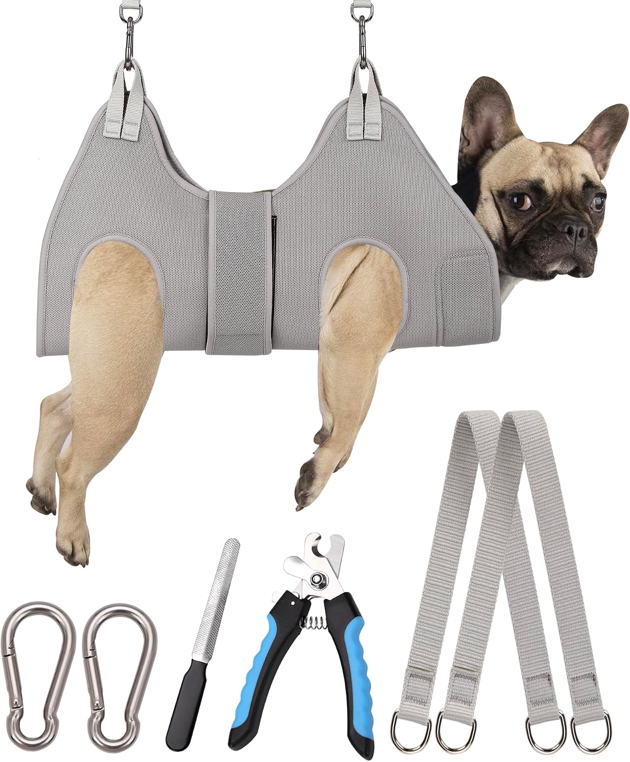 Kkiimatt Dog Grooming Hammock Harness, Small Dog Groming Sling, Gray Dog Hanging Harness for Nail Trimming,Dog Nail Clipping Hanger Restraint Holder - Image 9