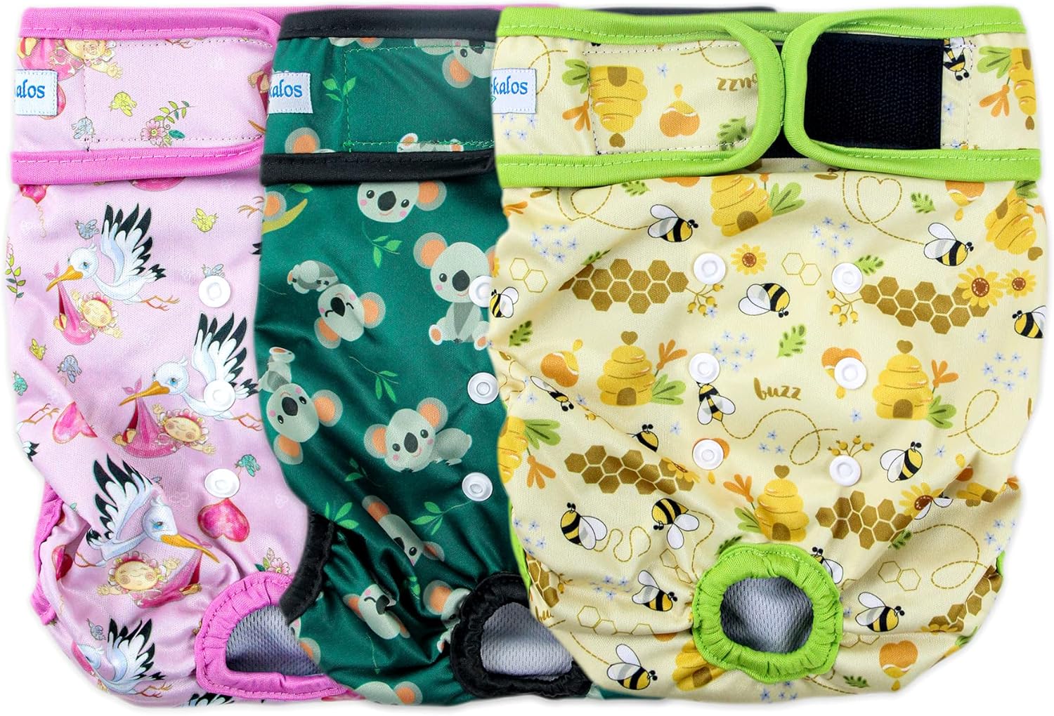 Leekalos Reusable Washable Dog Diapers Female (3 Pack) - Highly Absorbent Doggie Diapers - Size Adjustable Puppy Diapers for Dog Period Panties (Medium, Flora) - Image 11